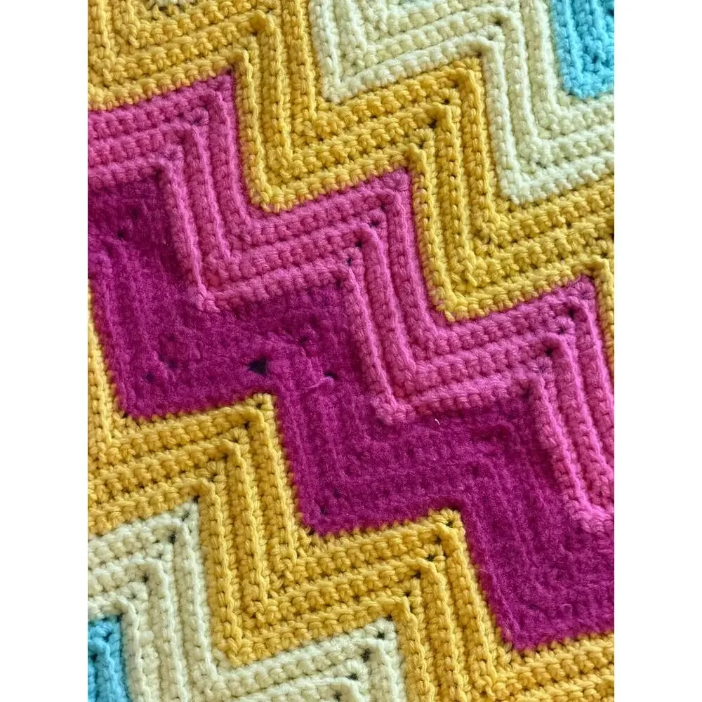 Vintage Chevron ripple colorful handmade afghan blanket